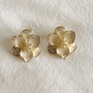 Elegant Floral Gold Flower Earrings New NWT